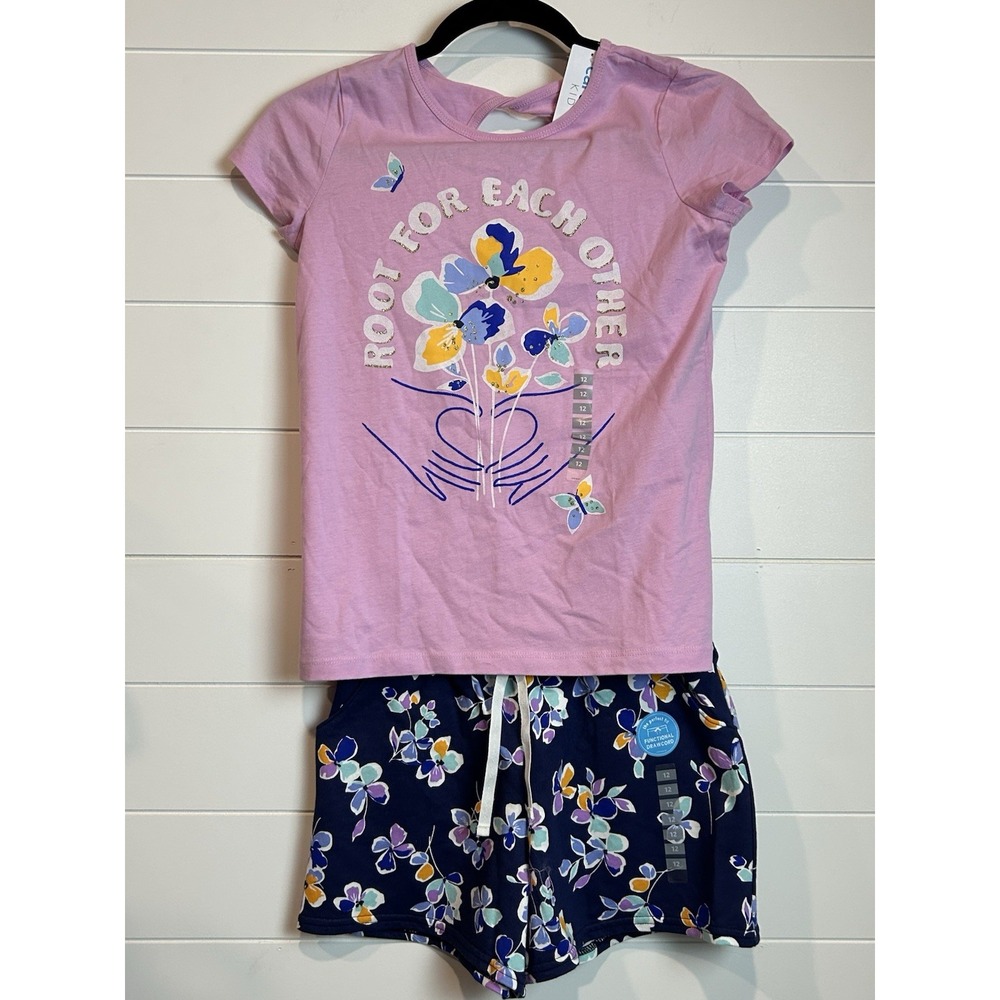 Carter's Kid 2 Pc Outfit Purple‎ Blue Floral Girl's 12 NWT